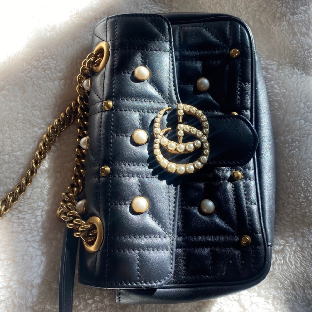 Authentic Gucci GG Marmont Matelasse Pearl Studded Bag! Preowned